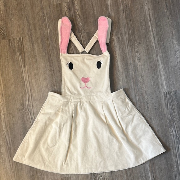 Sugar Thrillz Dresses & Skirts - Sugar Thrillz Cream and Pink Bunny pinafore Dress